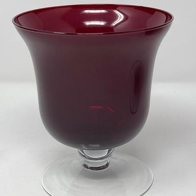Vintage Ruby Red Pedestal Vases