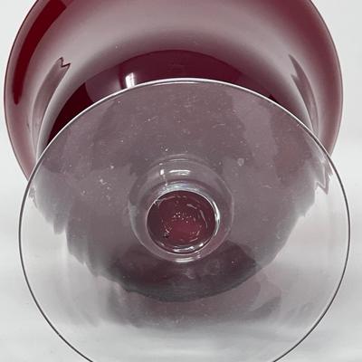 Vintage Ruby Red Pedestal Vases