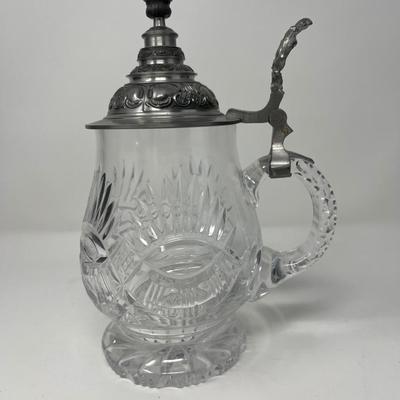 Cut Crystal Pewter Lid Stein