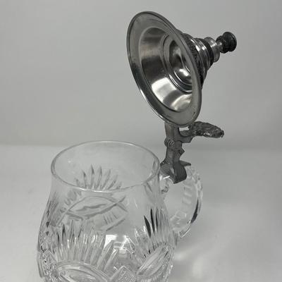 Cut Crystal Pewter Lid Stein