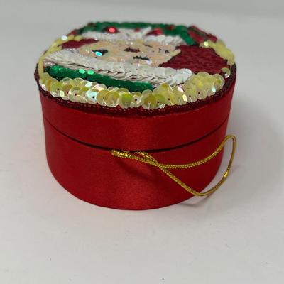 Sequin Raggedy Ann Satin Box & 16 Festive Napkin Holders