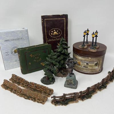 Boyds Village Accessories- Trees, Books, Fences