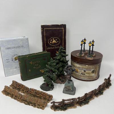 Boyds Village Accessories- Trees, Books, Fences