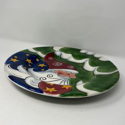 Handpainted Jolly Santa Treat 11.25” Plate