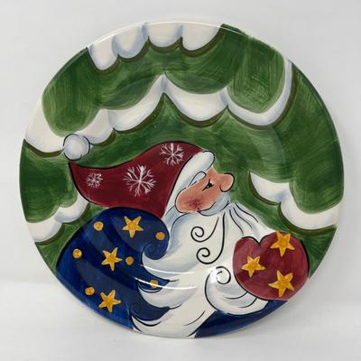 Handpainted Jolly Santa Treat 11.25” Plate