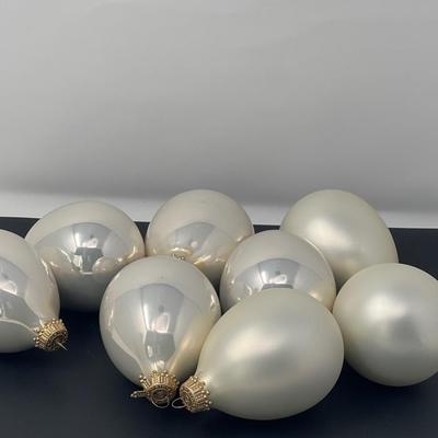 Vintage Frosted & Irridescent White Tear Drop Ornaments