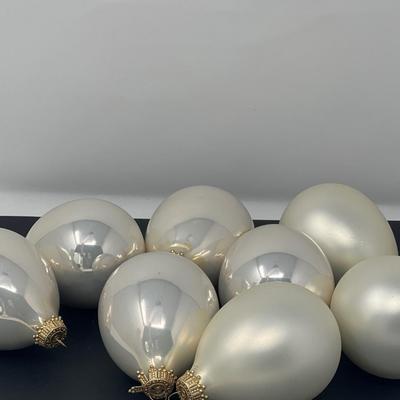 Vintage Frosted & Irridescent White Tear Drop Ornaments