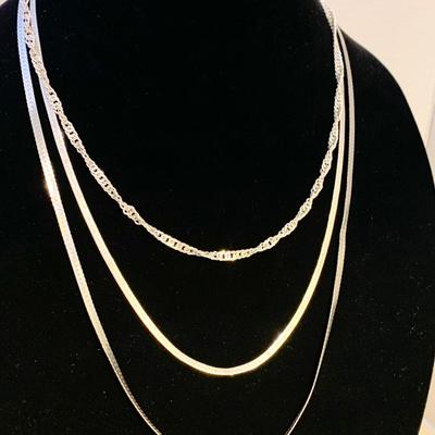 THREE Sterling Silver Necklaces - 25 Grams