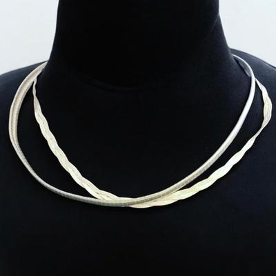 TWO Italy Made Sterling Silver Chokers - 30 grams