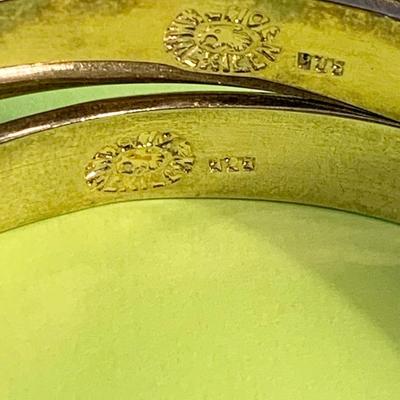TWO Mexican Designer Hallmarked Silver Bangle Bracelets - 90 grams