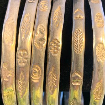 SIX Mexican Designer Hallmarked Silver Bangle Bracelets - 100 grams