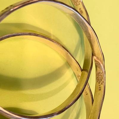 SIX Mexican Designer Hallmarked Silver Bangle Bracelets - 100 grams
