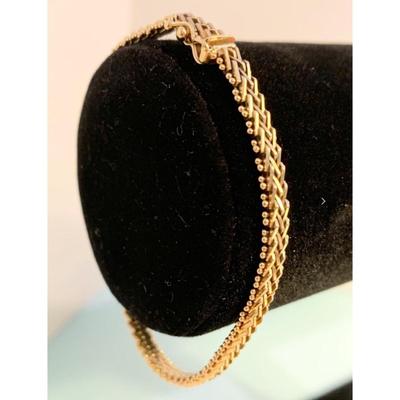 Classy 7.5” Wheat Wove Style 14k Gold Bracelet - 13 grams