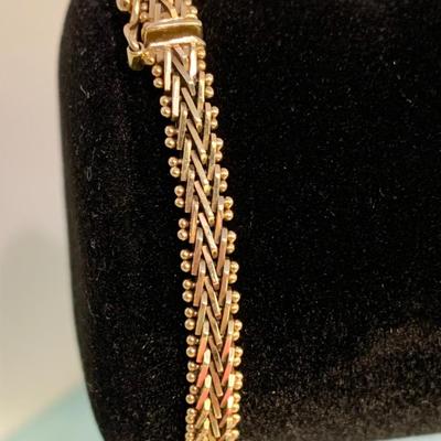 Classy 7.5” Wheat Wove Style 14k Gold Bracelet - 13 grams