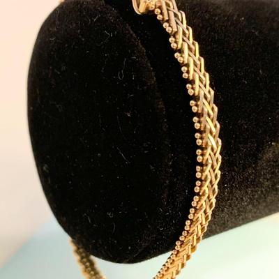 Classy 7.5” Wheat Wove Style 14k Gold Bracelet - 13 grams