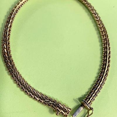 Classy 7.5” Wheat Wove Style 14k Gold Bracelet - 13 grams