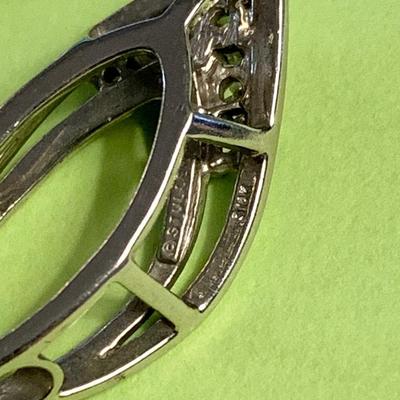 Stuller 14k White Gold Necklace / Wishbone Bib V Pendant & Diamonds