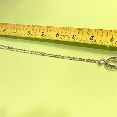 Stuller 14k White Gold Necklace / Wishbone Bib V Pendant & Diamonds