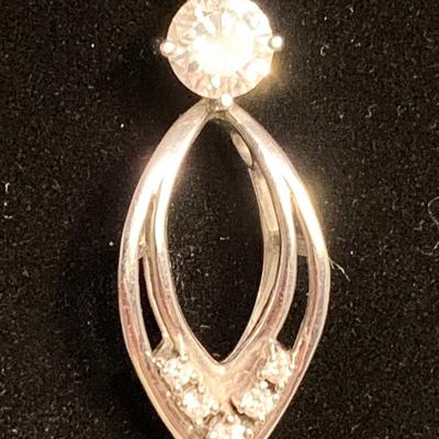 Stuller 14k White Gold Necklace / Wishbone Bib V Pendant & Diamonds