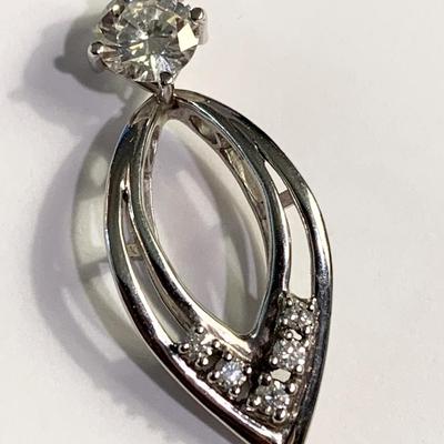 Stuller 14k White Gold Necklace / Wishbone Bib V Pendant & Diamonds
