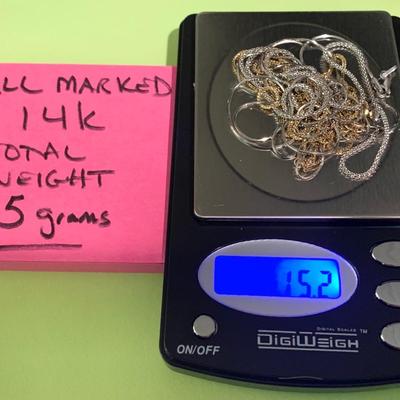 Gold Necklaces Lot 14k White & Yellow Gold - 15 grams