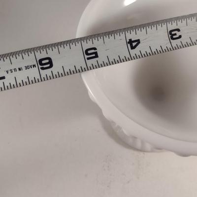 Swirl Design Milk Glass Covered Candy Dish- Approx 7 1/4" Tall