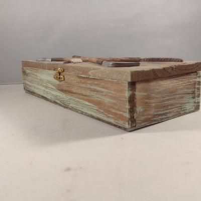 Wooden Golf Design Storage Box- Approx 10" x 4" x 2" Tall