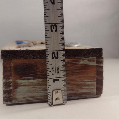Wooden Golf Design Storage Box- Approx 10" x 4" x 2" Tall