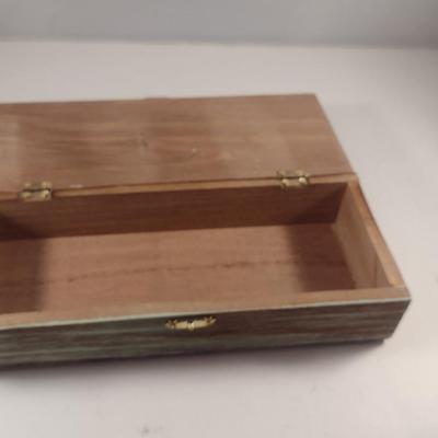 Wooden Golf Design Storage Box- Approx 10" x 4" x 2" Tall