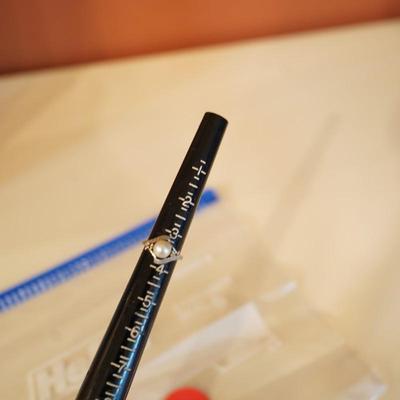 Vintage 10k White Gold Cultured Pearl Diamond Ring