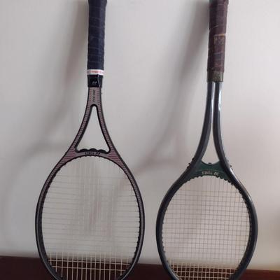 Pair of Yonex Tennis Racquets with Covers- RX-32 and Carbonex 8