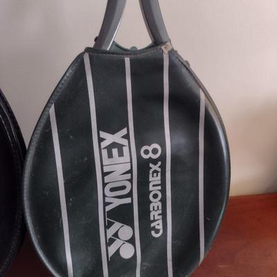Pair of Yonex Tennis Racquets with Covers- RX-32 and Carbonex 8
