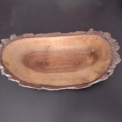 Hand Crafted Black Walnut Curved Tray- Signed by Artist- Approx 10 1/4" Long