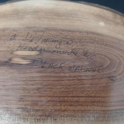 Hand Crafted Black Walnut Curved Tray- Signed by Artist- Approx 10 1/4" Long