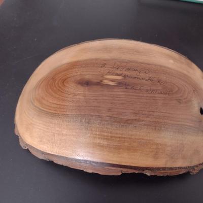 Hand Crafted Black Walnut Curved Tray- Signed by Artist- Approx 10 1/4" Long