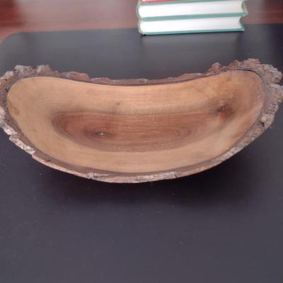 Hand Crafted Black Walnut Curved Tray- Signed by Artist- Approx 10 1/4" Long