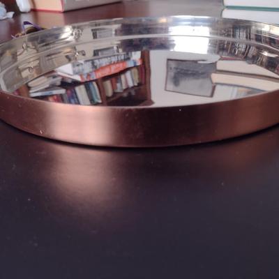 Solid Copper Round Serving Tray- New with Tag- Approx 12" in Diameter