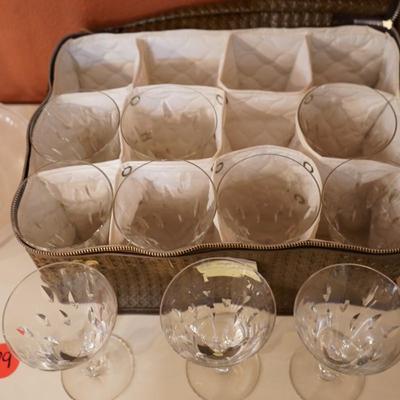 Vintage Crystal Wine Glasses and Ravenscroft Crystal Swan Decanter w/ Stopper