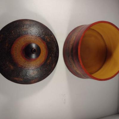 Round Covered Resin Trinket Box- Approx 8" in Diameter, 8" Tall
