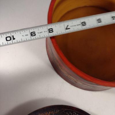 Round Covered Resin Trinket Box- Approx 8" in Diameter, 8" Tall