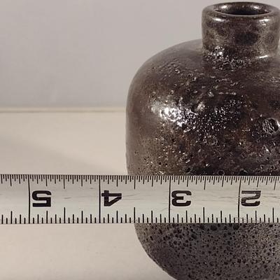 Glazed Rough Surface Pottery Vase- Approx 5" Tall