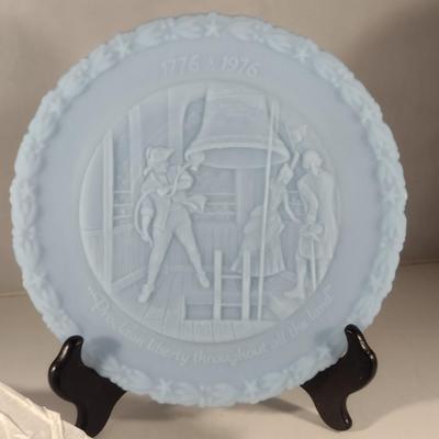 Fenton 'Proclaim Liberty Throughout All the Land' Commemorative Plate in Antique Powder Blue- Approx 8" in Diameter