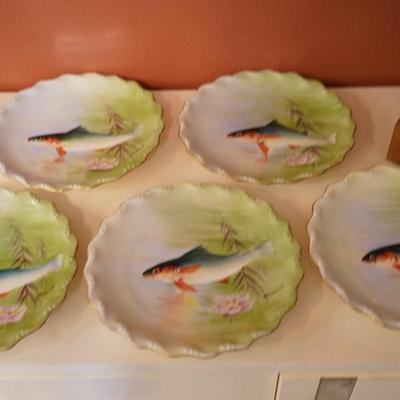 Antique Limoges Porcelain Fish Service 11 Piece Set