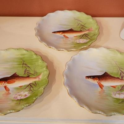 Antique Limoges Porcelain Fish Service 11 Piece Set