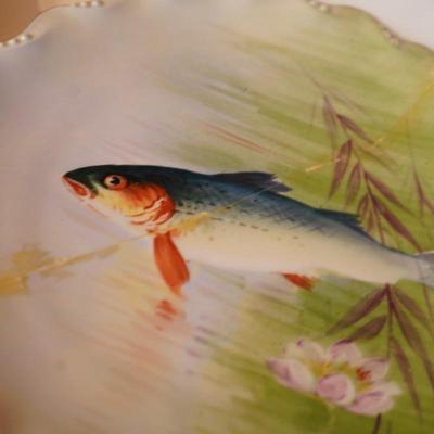 Antique Limoges Porcelain Fish Service 11 Piece Set