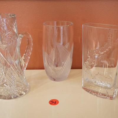 Cut Crystal Vases and Lead Crystal Pitcher