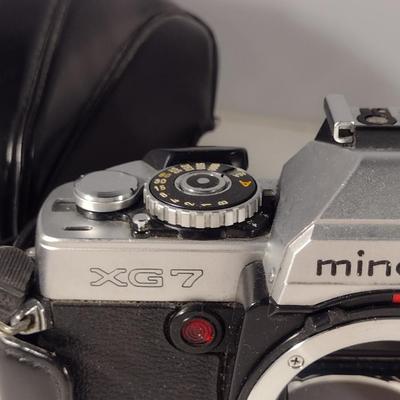 Minolta XG7 Camera with Celtic 135 mm 1:2.8 Lens, Auto 320 X Flash, and Carry Case
