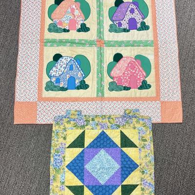 2 small quilted wall hangings Handmade