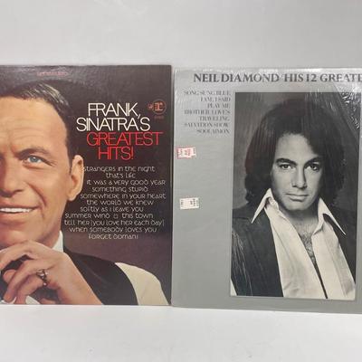 2 Vintage Vinyl 33 RPM Record Albums - Frank Sinatra and Neil Diamond