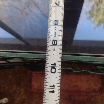 Metal Frame Patio Accent Table with Glass Top- Approx 13 1/2" x 9 3/4" x 21 1/2" Tall